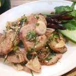 Spicy grilled pork and herb salad