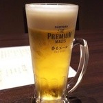 三代目　さかなバカ - 生ビール。開店セール期間は半額だそうです。