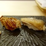 鮨舳 - ［2016/06］穴子握り(塩・タレ)