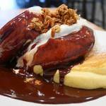 Hot Chocolate Pancakes with homemade granola