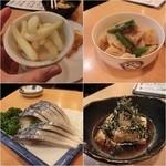 ひげの平山 - らっきょう/たけの子煮/〆鯖/揚げ出し豆腐