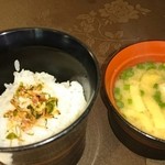 ペンションプチポワ - 朝食・ご飯とお味噌汁