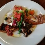 Ｌａ Ｖｉｔａ - 真鯛のカルパッチョ、カボチャとさつまいものバニラ風味、ランプレドット、マッシュルームのガーリックソテーなどの前菜６種の盛り合わせ～♪(^o^)丿