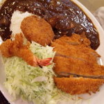 キッチン ニューほしの - 特薦ジャンボカツカレー＆トッピングにエビフライとクリームコロッケ