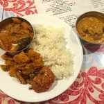 アムダスラビー - ﾏﾄﾝ・大豆ｶﾚｰ、ﾜﾀﾞ、ｷﾞｰ・ﾌﾟﾗｵ(ご飯)、ｳﾙﾗｲ・ﾜﾙﾜﾙ