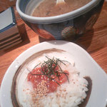 麺や 庄の - ビントロつけ麺　最終楽章　スープ割＋酒盗飯