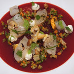 ユニッソン デ クール - 鳥羽タイラギ貝　ムール貝　鳥羽アサリ　ケンイカ　ビートラブのジュレ　デイルのババロア添え