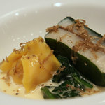 ユニッソン デ クール - ホタテとトリュフのファルス　栗かぼちゃのファゴティーニ