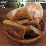 アヒルストア - パン2種盛り：ハーブのフーガス、オニオン・カンパーニュ2