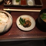 串亭 - 山椒としらすごはん、おしんこ、味噌汁付。（単品）