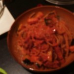 じゅえるるーむ - ベーコンと茄子のトマトソーススパゲッティ