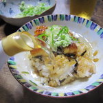 宮田楼 - 3杯目は、薬味をのせた状態でお出汁をかけて。