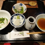 箱根暁庵 - 豆腐　焼き味噌、小松菜お浸し