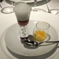 レフェルヴェソンス - サザエ、からすみ、紅芯大根、アーモンド／ポンカン、お酒