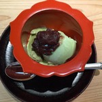 旬の料理　大内 - 自家製抹茶のアイス小倉かけ