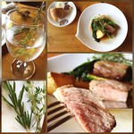 カーブドッチ -  ✨Today's Lunch✨1850yen その③
      
      新潟産ポークロティとアスパラ 中庭で摘みたてハーブ(ローズマリー・タイム)
      お水のグラスにも入れて飲んだよっ(˵ ˃̶̀ε ˂̶́ ˵)ෆ⃛