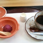 日本料理 椿 - ブルーベリーシャーベット+珈琲