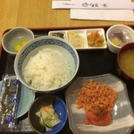 I-NABA - 明太子しゃけ定食＋納豆海苔タマゴ9ドル
