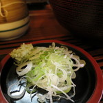 手打そばはぐい - たぬきの薬味(2016年6月）