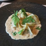 カーサ・デル・チーボ - 毛蟹のミソと内子を詰めたファゴッティーニ その蟹のソース