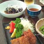 ナンリ食堂 - 揚げナス、ハムカツをそれぞれ単品で!