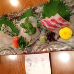 海老勝 - 白身刺し三点盛り¥1,880