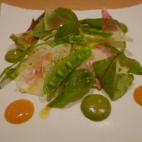 Restaurant つじ川 - 前菜　真鯛の炙りと新レンコンのサラダ