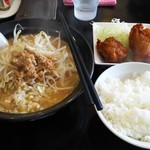 情熱食堂 - 味噌ラーメン＆ミニ唐揚げ＆ライス