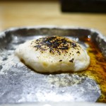 焼鳥 市松 - 山の芋、酢橘と醤油で