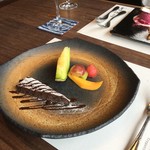 鉄板焼 開化屋 - マスクメロンとガトーショコラの盛合せ