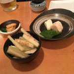 はせ川 - セロリの浅漬け・山芋ワサビづけ