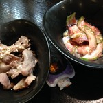 フリーダム ロード - H.28.6.13.夜 つきだし(鶏皮ポン酢・たこ梅酢) 各100円税込