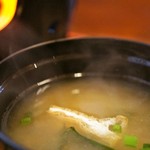 Renkonya - 連根屋のみそ汁は、熊本産の麦味噌を使っています。