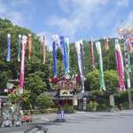 いろり山賊 - パネルの手前には大量の鯉のぼり