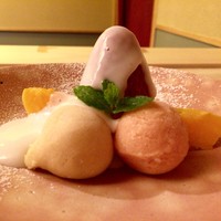 祇園 末友 - 柚子のアイス、金時人参のアイスにココナッツのソース