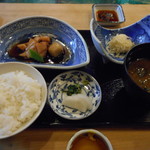 河太郎 - いかの焼売、いかと芋の煮つけにご飯、味噌汁、漬物