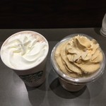 スターバックスコーヒー - 左：カフェモカ（HOT）
            右：ベイクドチーズカフェフラペチーノ