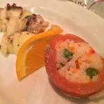 ラ･スコリエーラ - 蛸とジャガイモとセロリのマリネ/時鮭の自家燻製のお鮨