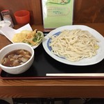 麦 - 豚バラつけ麺（500）天ぷら付き 800円
                                