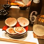 端黎 - 焼き蛤 ＆ 新政 No.6 M-Type for Kumamoto（熊本復興支援）別誂にごり生 