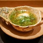 虎白 - 「小鍋」スッポン小鍋と花山椒、白子　2016年4月