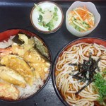 月見 大町店 - ミニ天丼＆冷うどんセット2016.6