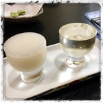 十八番 - 日本酒。上澄みと濁りの飲み比べ。