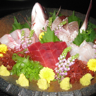 ふくろう - 料理写真:旬の地魚中心のお造り。一人前９００円～　盛り合わせは事前に予約した方がオススメです。