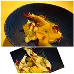 TTOAHISU - ◆天草の岩牡蠣と柑橘を使用したお料理。
      牡蠣は80度で蒸してあり、旨みが凝縮していますね。