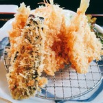 Washoku Resutoran Nishiki - 魚フライとナスフライ。魚はキスです。