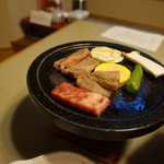 温泉三昧の宿 四万たむら - [料理] 上州牛ステーキ 焼き始め♪ｗ