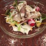 ウサギのコンフィ ゴルゴンゾーラのクリームソース