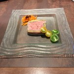 ル ボークープ - 仔ウサギと焼茄子のテリーヌ　2種類のトマトサラダと共に　2016-6