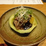 かま田 - ⑤焼物　阿波牛と賀茂茄子　田楽仕立て
